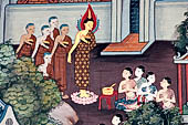Bangkok Wat Pho, mural paintings of the vhian of the Reclining Buddha.